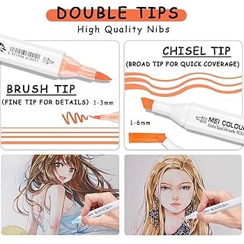 Amazon.com: MEI COLOUR Brush Tip Alcohol Markers for Adults